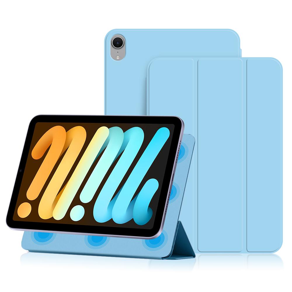 For iPad mini (2024) Case Magnetic Attachment PU Leather Tri-fold Stand Shockproof Cover