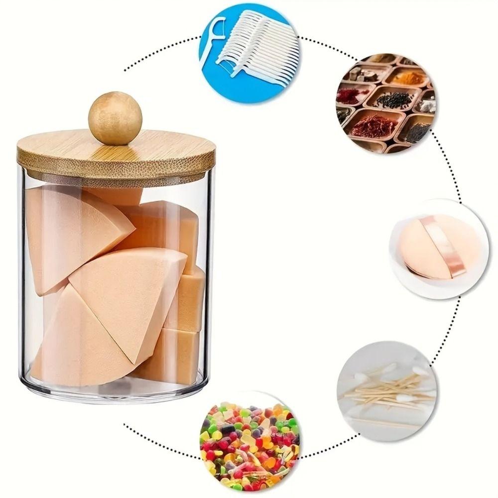 2/3/4Pcs Dust-proof Qtips Storage Holder Set Save Space Apothecary Container Jar  Cotton Pad