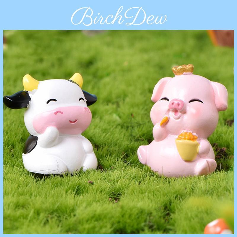Cartoon Style Resin Elephant Pig Rabbit Cow For Miniature Garden Decor