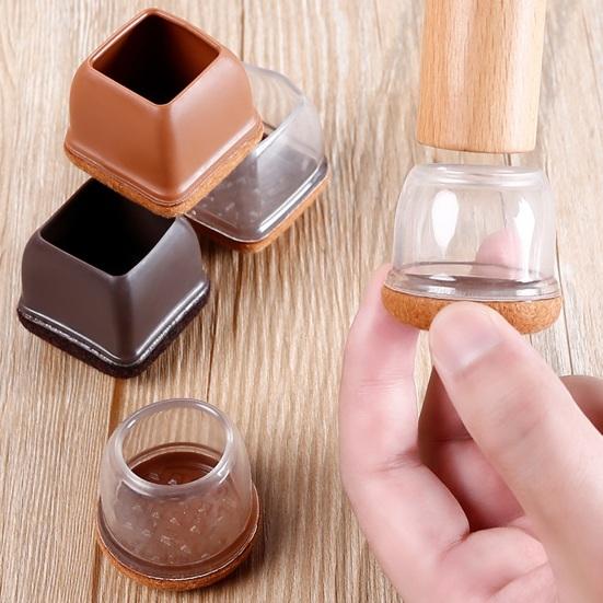 8Pcs Chair Leg Cover Floor Protector with Felt Pad Clear Noise