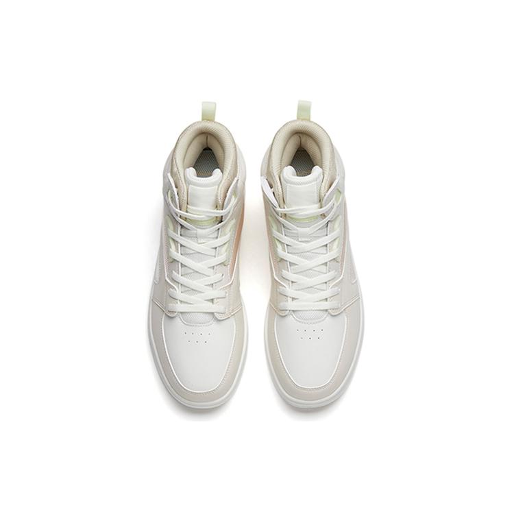 Anta Casual Slip Resistant Cushioning Abrasion Resistant High Top Skateboard Shoes Women's Gray White Yellow 122238067-3