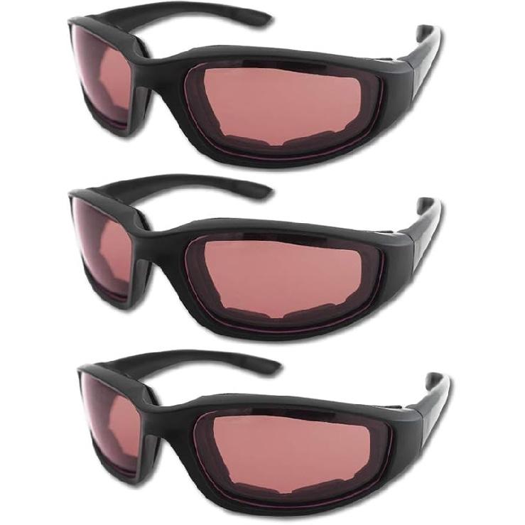 3 Pair Motorcycle Riding Glasses Padding Goggles UV Protection Dustproof Windproof Motorcycle Sunglasses for Outdoor Actives