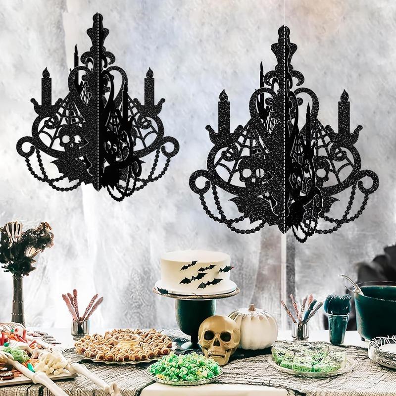 3PCS Halloween Haunted House Hanging Decoration 30/35CM Glitter Chandelier Swirl Ceiling Hanging Decor Set