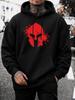 Unisex Hoodie, Halloween, Red Spartan Helmet Splatter Graphic, Pullover Sweatshirt, Streetwear Urban Style, Autumn Winter Outdoor Casual Wear, Front K