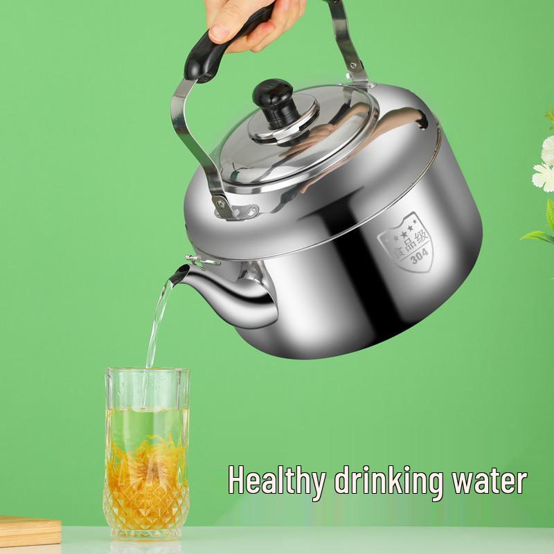 Large Capacity Stainless Steel Whistling Kettle - Thickened for Household or Commercial Use On Gas Stoves