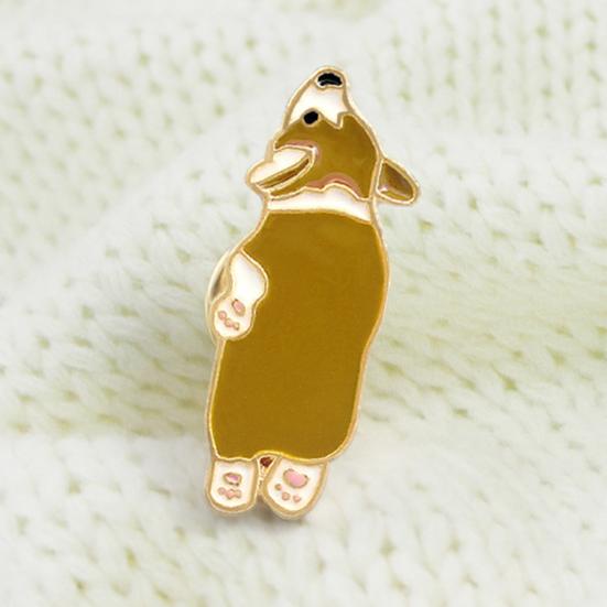 Cute Corgi Dog Enamel Brooch Pin Unisex Denim Jacket Collar Sweater Scarf Badge