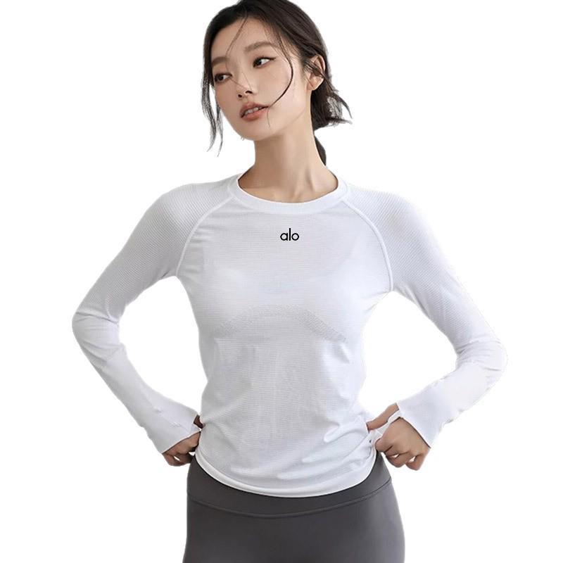 Women's Quick-Dry Sports Yoga Long-Sleeve T-Shirt - Round Neck, Versatile for Autumn/Winter Training