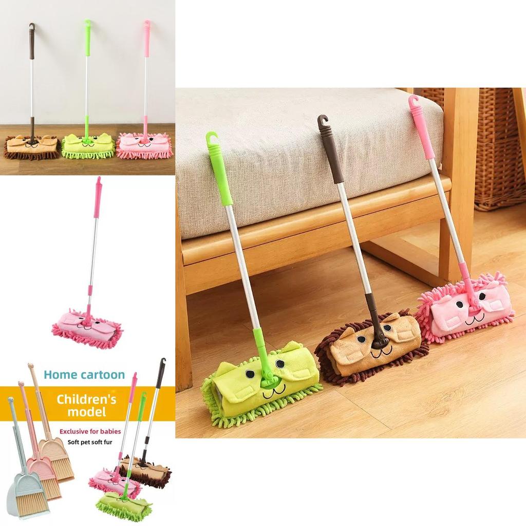 Childrens Household Toy Mop And Broom With Cotton Fabric Dust Pan For Imaginative Play