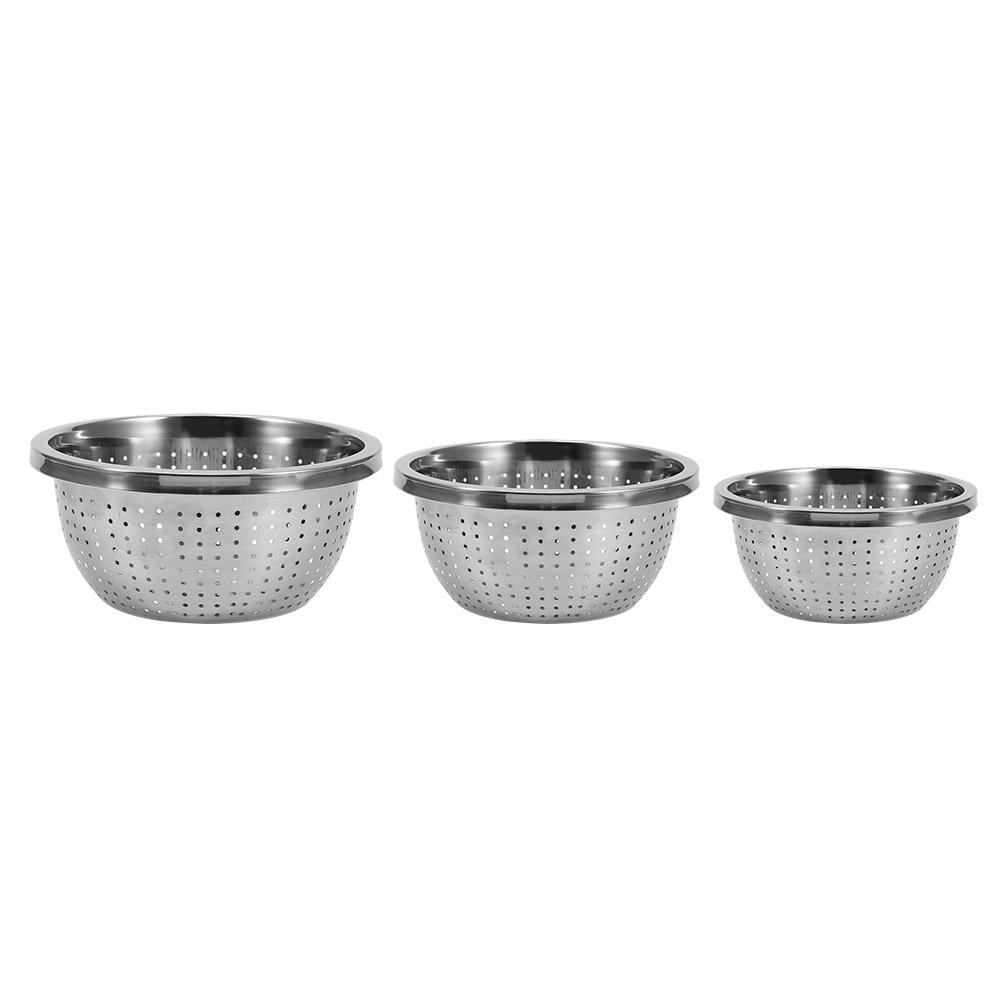 3Pcs/Set Stainless Steel Rice Sieve Rice Washing Filter Strainer Drainer Kitchen Cleaning Gadge