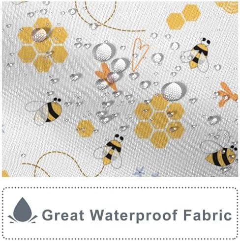 Cartoon Bee Shower Curtain With Tassel Honeycomb Honey Rustic Floral Farmhouse Shower Curtain For Bathroom Kids Honey Dormitory