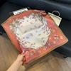 71Cm silk scarf square scarf high sense Korean fashion versatile professional simulation silk small scarf retro printed silk scarf women