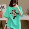 Red short sleeved t-shirt women's loose base shirt top