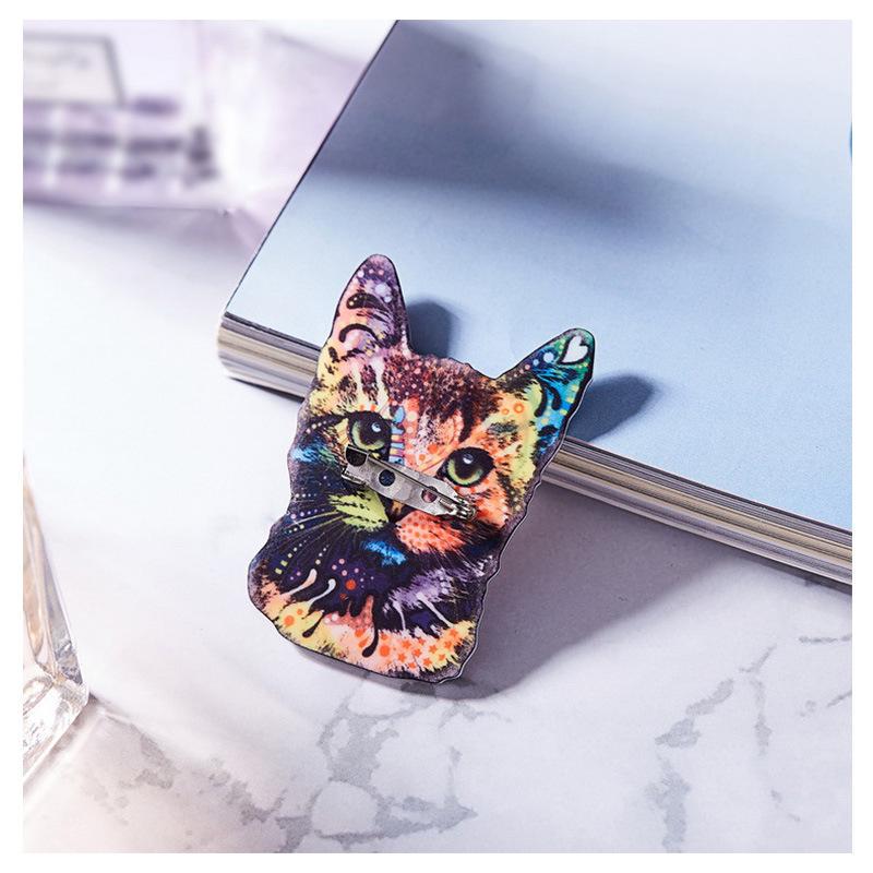 Retro Cat Brooch - European & American Style, Fashionable Acrylic Animal Pin