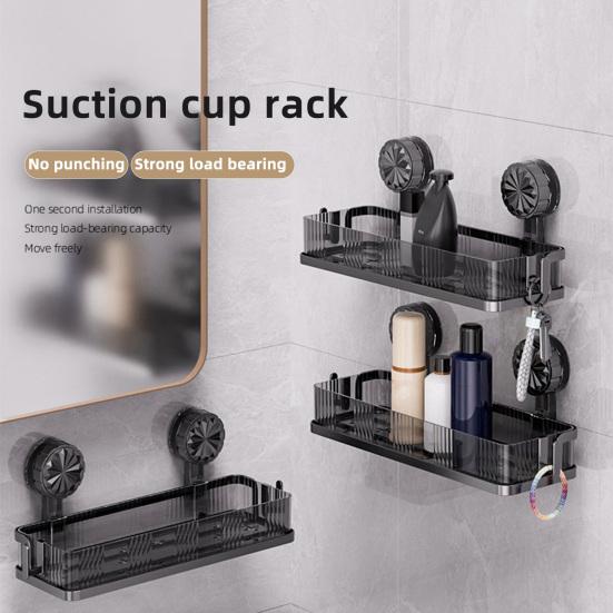 Bathroom Storage Shelf with Suction Cup Strong Load-bearing Hook Design Easy To Install Storage Rack Shower Caddy