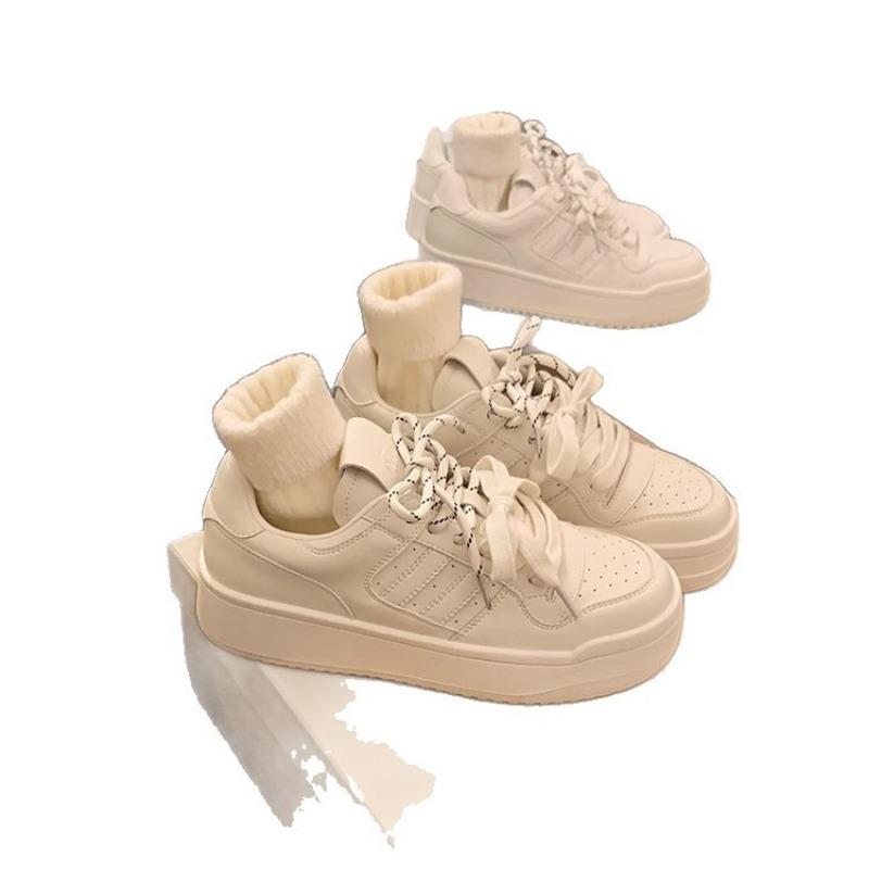 Lace-up retro classic little white shoes women's spring new round head platform versatile casual sports shoes