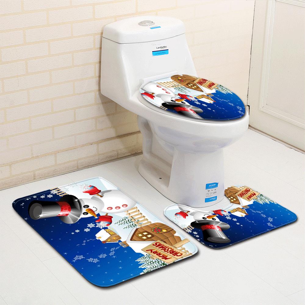 Weihnachts-Badezimmer-Bodenmatte Toilette Dreiteiliges Set
