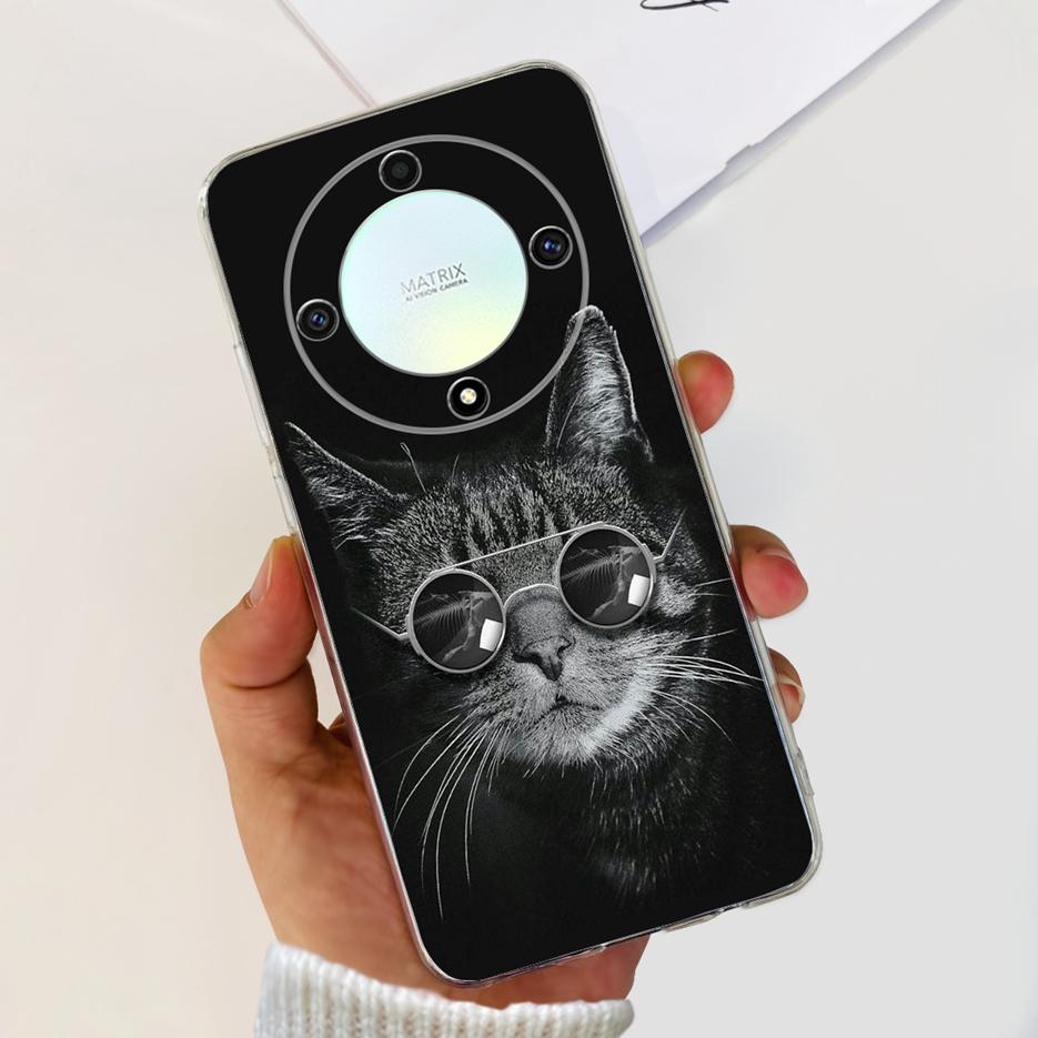 For Honor X9b 5G Case ALI-NX1 Cute Cat Butterfly Painted Cover Soft Silicone Phone Cases For Honor X9b X 9b HonorX9b Soft Fundas
