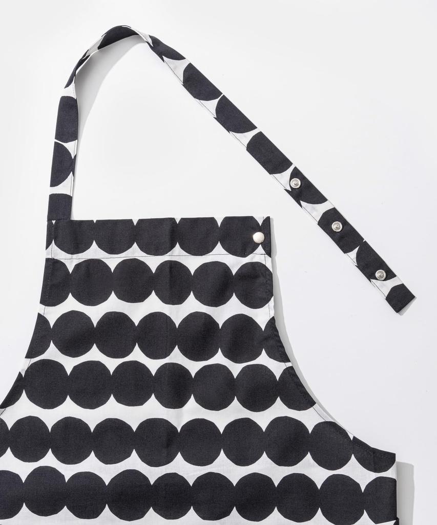 Marimekko 3-Piece Set (2 Aprons and Mittens) 071708 RASYMATTO WHITE/BLACK [Parallel Import]