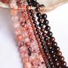Red Agate & Orange Garnet Phantom Round Beads - Natural Crystal for Handmade Jewelry DIY Accessories