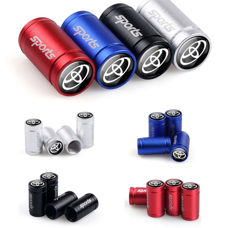 LEKR1 4pcs Aluminum Alloy Car Tire Valve Caps Wheel Dust Caps For Toyota 4runner Harrier Venza Yaris Cross Auris Avensis Chr Rav4