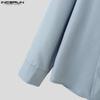 INCERUN Men Turn Down Collar Lace-up Long Sleeve Tops Buttons Casual Shirts