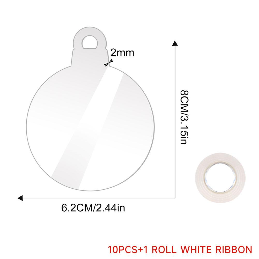 10PCS Transparent Acrylic Christmas Decoration Snowflake Drilled Holes Blank Acrylic DIY Painting Christmas Tree Pendant