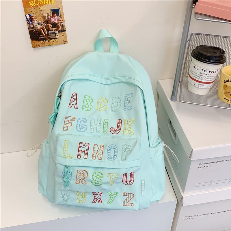 

Рюкзак женский с надписью Рюкзак для ученика средней школы Рюкзак в студенческом стиле Большой вместимости Школьная сумка зелёный