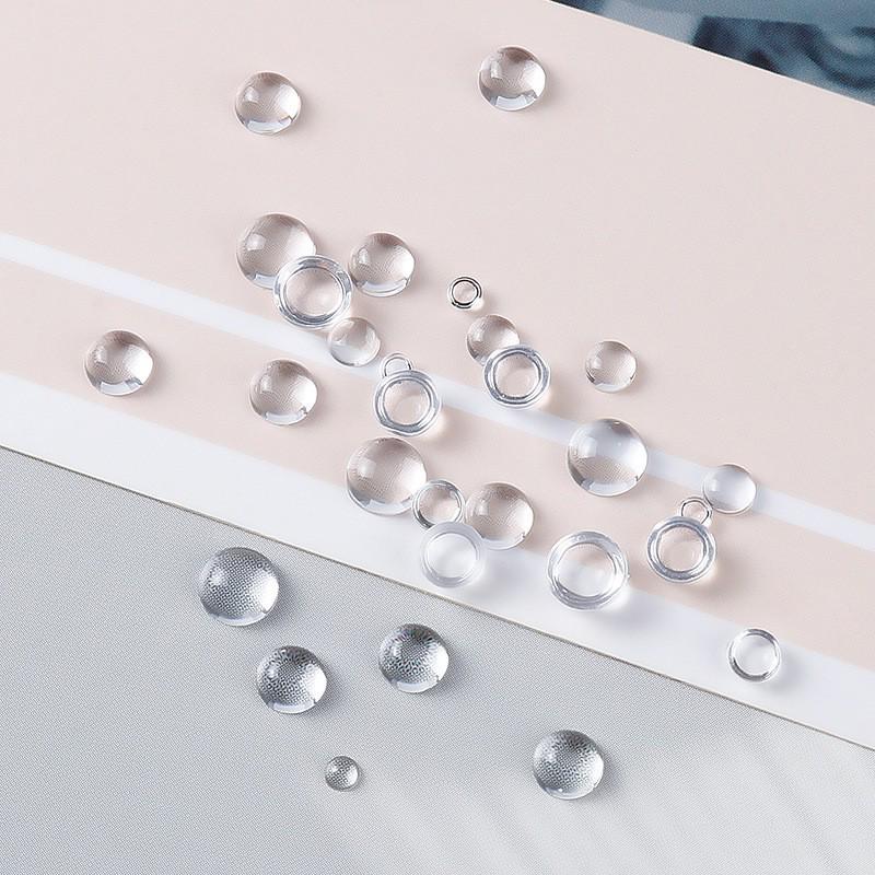 1.5mm-5mm Pearl White Resin Nail Art Stickers: Half-round, Flat-bottom, 3D Transparent Bubble & Teardrop Mermaid Beads