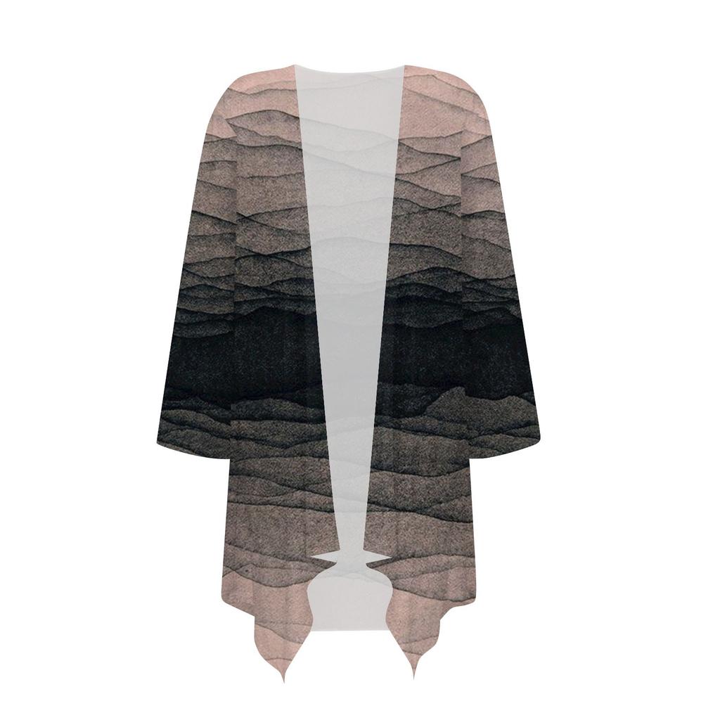 Damen-Cardigan mit unregelmäßigen Dreiviertelärmeln und Taschenjacke