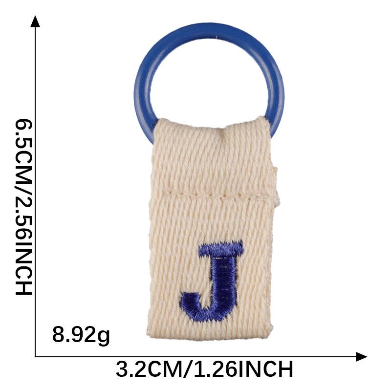 Korean-Inspired Couple Name Tag Backpack Keychain with 26 Letters Embroidered Ribbon