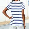 Ladies' Casual Fashion Striped Printed Short Sleeved Shirt
