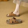 Mode Damen 2025 Sommer Neue Hausschuhe Flacher Boden Dicker Boden Offene Zehen Metallschnalle Tragen Strand Coole Hausschuhe Draußen Hausschuhe