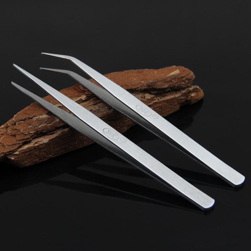 Pinzetten-Set aus Edelstahl: Gerade & Gebogene Spitzen mit Hoher Härte zum Einfädeln von Nadeln