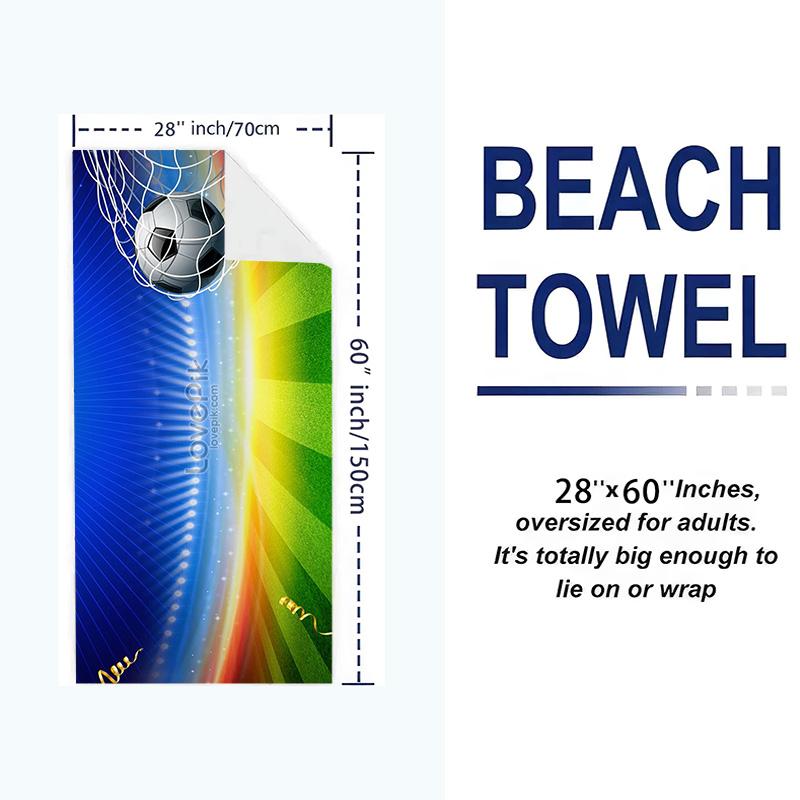 Soccer Print Beach Towel, Large Soft Quick Dry Towel for Beach Camping Swimming