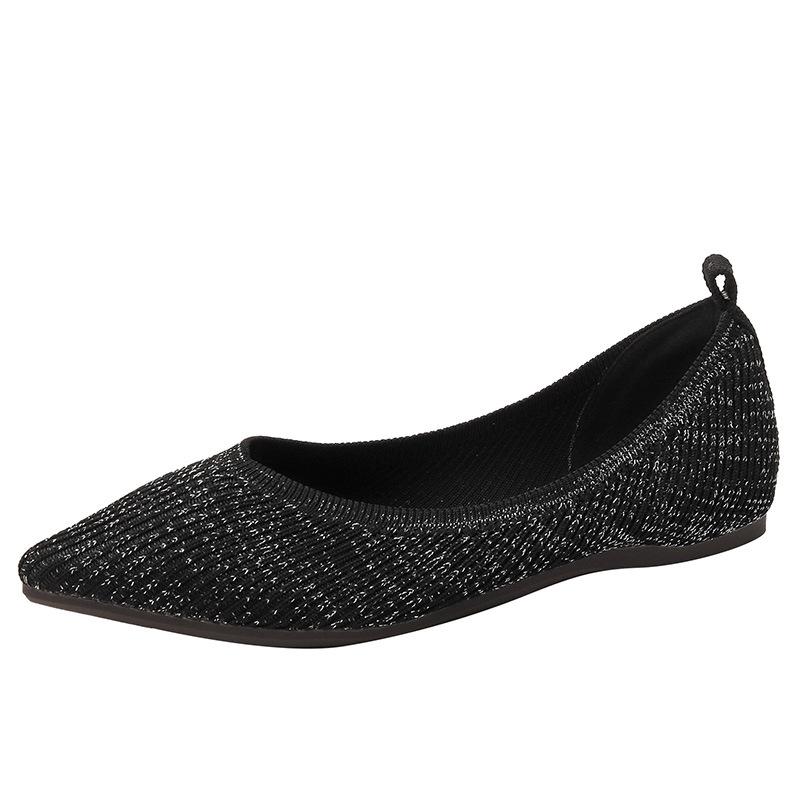 fashion Stretch Knitted Straight Grain Moccasins Breathable Cozy Work Shoes Brief Slip-on Fashion Ladies Flats Light Driving Loafers