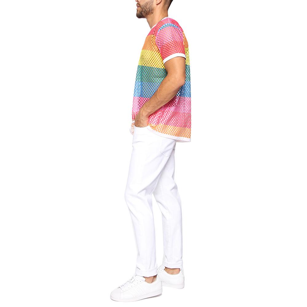Sommer Übergröße Herren Mesh Cutout Kurzarm Top, XXS-5XL