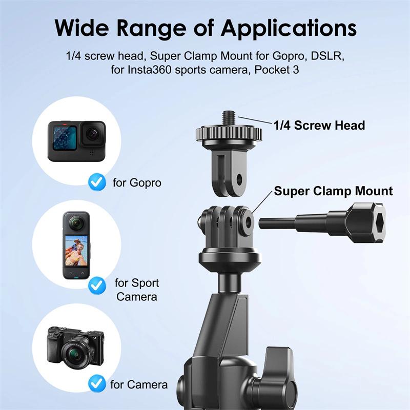 Motorcycle Bicycle Holder 360 Rotating Handlebar Mount Bracket For Insta 360 X2 X3 X4 Go Pro 12 11 10 Dji