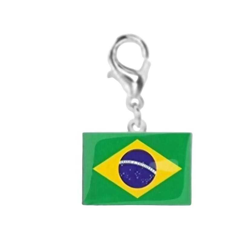 Braccialetto con Charm Bandiera in Acciaio Inossidabile con Moschettone, Gioiello Ciondolo Paese per Regalo di Viaggio Accessorio Stile