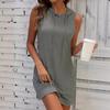 Damen Sommer Hoodie Kleid Ärmellos Mit Kordelzug Kapuze Sweatshirt Tunika Minikleid Lässig Kurz Tanktop Kleid