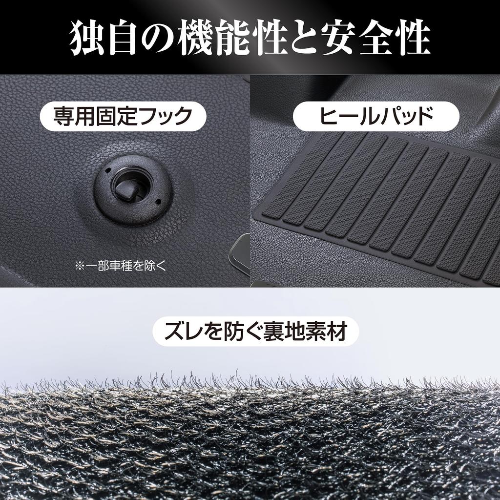 Entry Floor Mats, 3D Type, Front, for Voxy Hybrid R4 (2022)/1~ / Noah Hybrid R4 (2022)/1~, PVC, Black, Stain-Resistant, ET-1585 [98GAZ1585K]