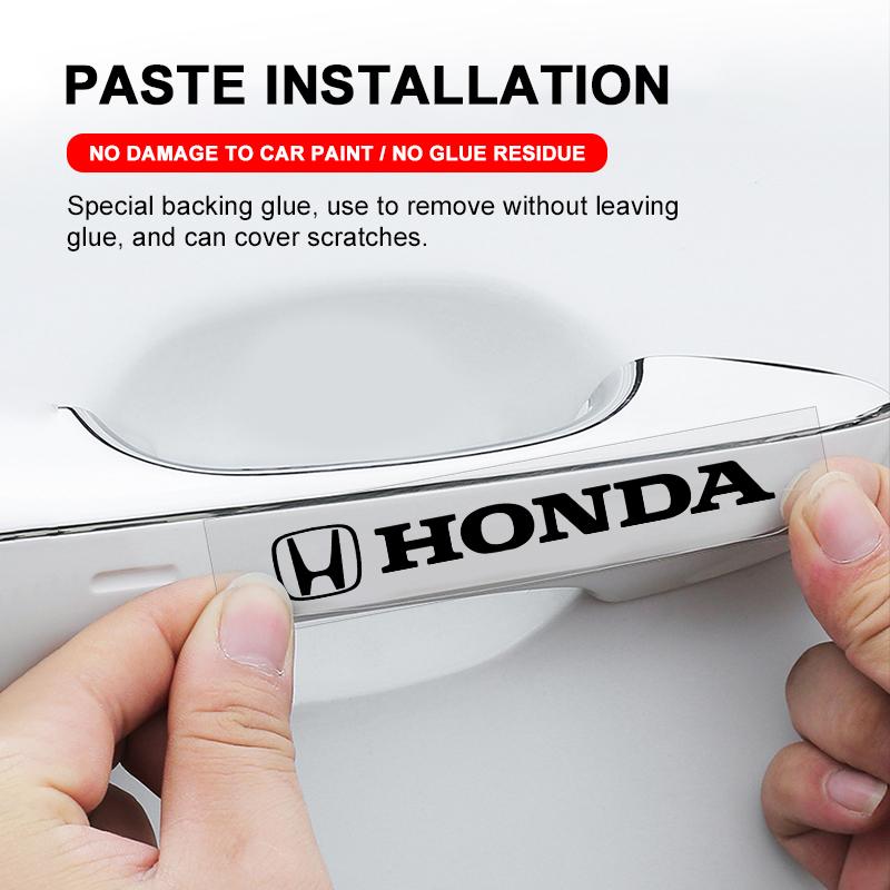 4Pcs Car Door Handle Stickers Tire Rear View Mirror Decals For Honda Fit Mugen Insight Type S R VTEC DOHC Modulo Vezel Legend