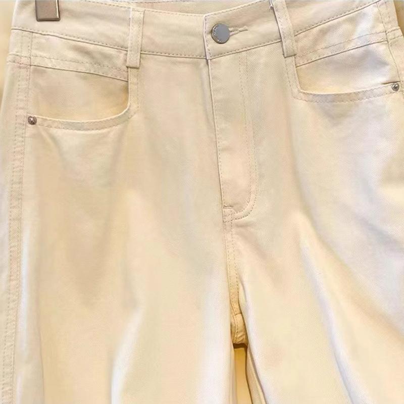 Nine Point Jeans Damen Frühling Herbst Dünn Locker Klein Hochtailliert Gerade Weites Bein Hose