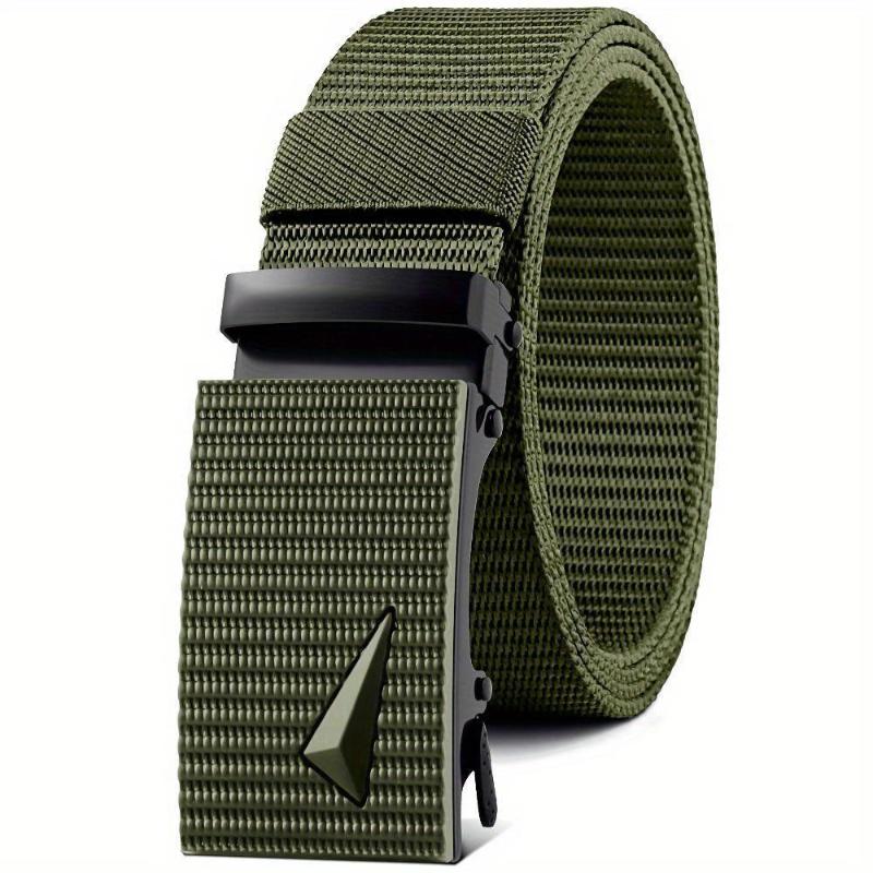 1Pc Men's Automatic Buckle Outdoor Canvas Belt, Jeans Belt