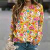 Women's Casual Neck Long Sleeve Raglan Halloween Print Sweatshirt