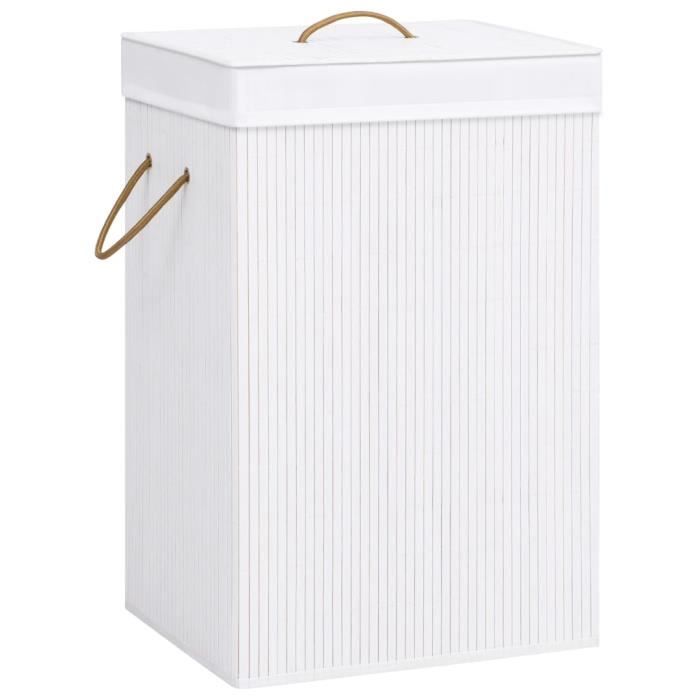 VidaXL Panier à linge avec une seule section bambou blanc 320751