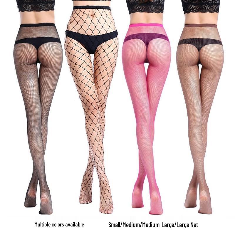 2024 European & American Candy Color Fishnet Stockings: Sexy Silk Fine, Medium, Large Mesh Pantyhose for Women