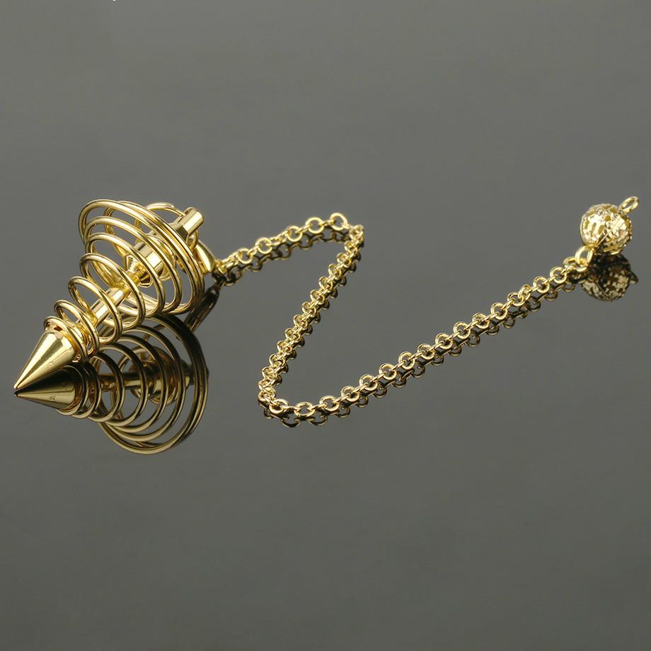1pc Metal Pendulum Pendulo Radiestesia Pendulums for Dowsing Healing Pyramid Pendant Necklace Women Men Spiral Pendule Reiki Amulet