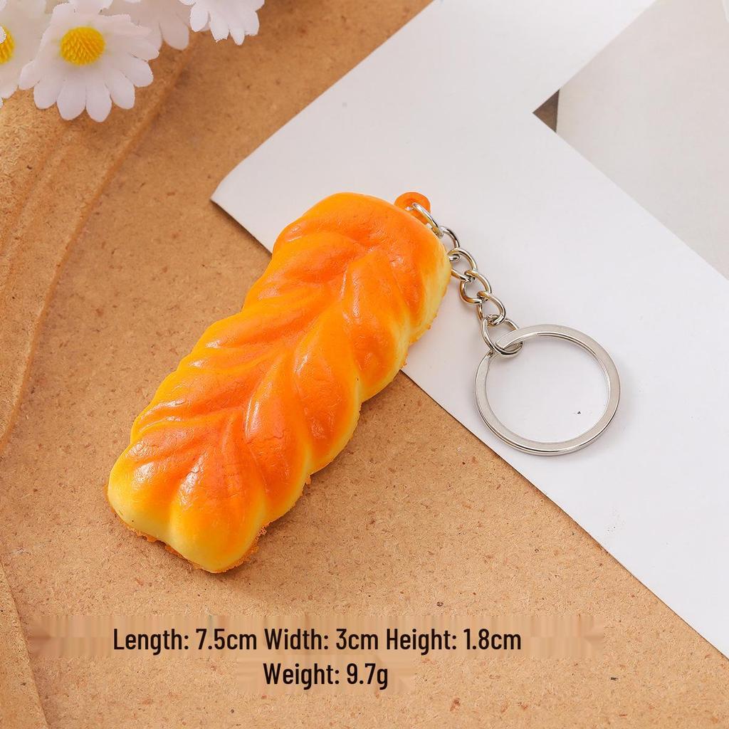Mini-Brot-Schlüsselanhänger-Set: Lustiges Croissant, Ananasbrötchen, Baguette Spielzeug