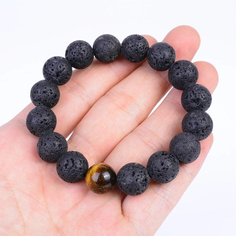 Men's Handmade Volcanic Stone Beaded Bracelet - European & American Style