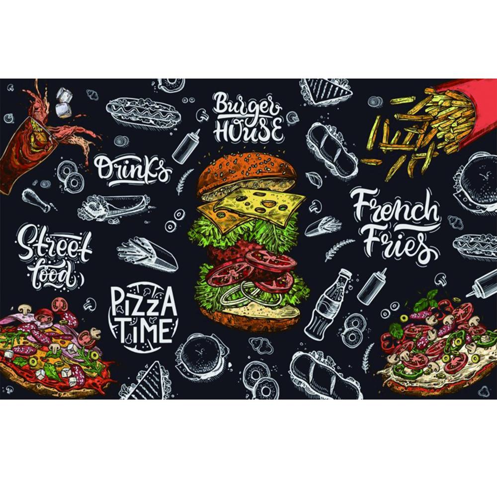 Carta da Parati Murale 3d Amburgo Ristorante di Patatine Fritte Pizza Snack Murale Amburgo Decorazione Industriale Carta da Parati